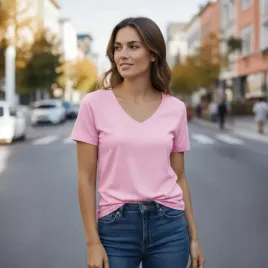 t-shirt-koszulka-damska-bawelna-czesana-gladka-dekolt-v-basic-jasny-roz-m