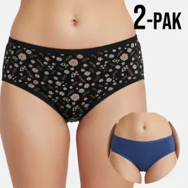 2-pak-majtki-damskie-figi-bawelniane-gladkie-nadruk-w-kwiatki-zestaw-m
