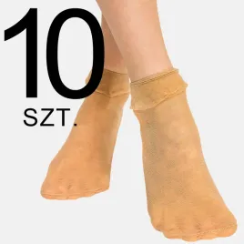 skarpetki-damskie-cienkie-krotkie-azurowe-falbanka-brazowe-zestaw-10-sztuk