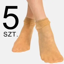 skarpetki-damskie-rajstopowe-azurowe-falbanka-5-pak-brazowe-uniwersalny