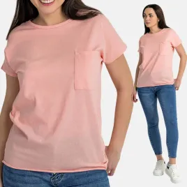 luzny-gladki-t-shirt-koszulka-damska-z-kieszonka-okragly-dekolt-bawelna-m