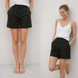 szorty-spodenki-damskie-bawelniane-eleganckie-casual-kieszenie-czarne-l