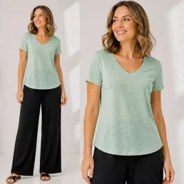 t-shirt-koszulka-damska-bawelniana-dekolt-w-serek-bez-wzoru-modny-khaki-l