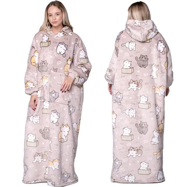 KOC BLUZA Oversize Ciepła Gruba KOCOBLUZA XXL DŁUGA KOTY do Kostek SZLAFROK
