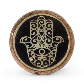 okragla-podstawka-z-drewna-mango-i-zloto-czarnego-metalu-hamsa