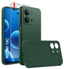 etui-zielony-matowe-silikon-slim-do-xiaomi-redmi-15c-5g-szklo-9h