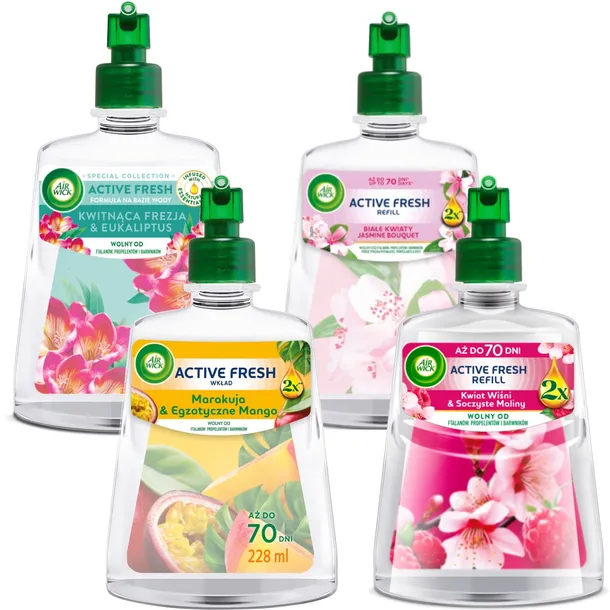 AIR WICK ACTIVE FRESH MIX ZESTAW WKŁADY DO ODŚWIEŻACZA POWIETRZA 4X 228 ML