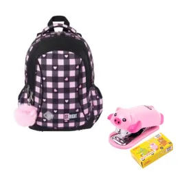 plecak-3-komorowy-stright-bp-26-pink-checkered-gratis-zszywacz-swinka