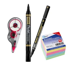 zestaw-biurowy-4w1-korektor-tasmowy-marker-foliopis-karteczki-samoprzylepne