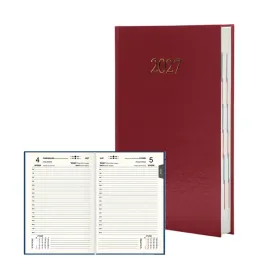 kalendarz-ksiazkowy-agenda-a5-dzienny-2027-bordowy-ekonomiczny-planer