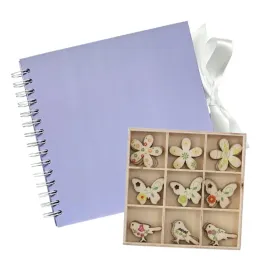 album-do-zdobienia-kraft-lawendowy-205x205mm-or-gratis-ozdoby-ptaki-i-motyle