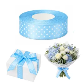 blekitna-wstazka-satynowa-dekoracyjna-tasiemka-w-biale-kropki-12-cm-x-22-m