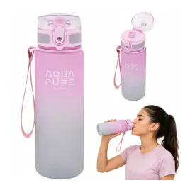 bidon-aqua-pure-600-ml-rozowo-szary-trwaly-sportowy-do-szkoly-treningu