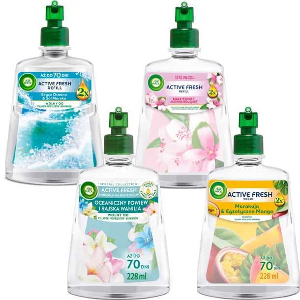 AIR WICK ACTIVE FRESH ZESTAW MIX WKŁADY DO ODŚWIEŻACZA POWIETRZA 4X228 ML