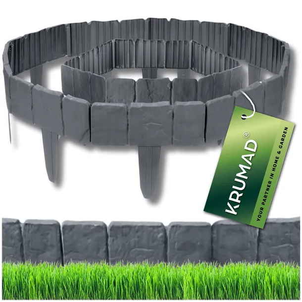 PALISADA OGRODOWA OBRZEŻE TRAWNIKOWE ANTRACYT KAMIEŃ PLASTIKOWA 250 x 23cm