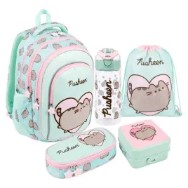 wyprawka-szkolna-plecak-piornik-worek-bidon-lunchbox-pusheen-mint