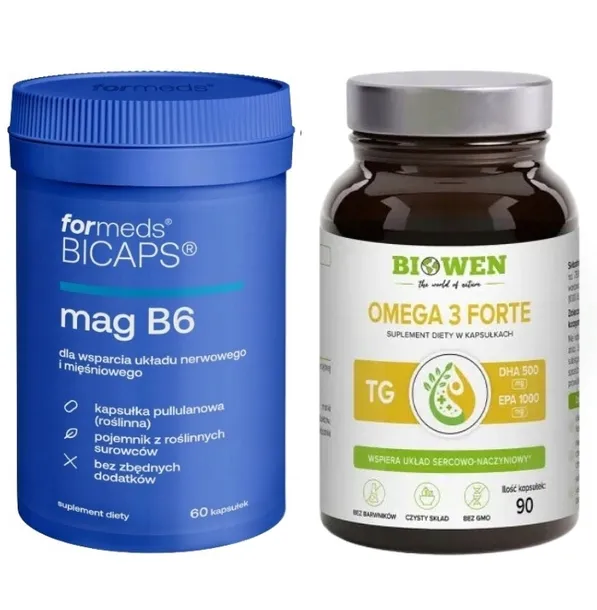 ForMeds Zestaw BICAPS Mag B6 + BIOWEN OMEGA 3 FORTE odporność REGENERACJA