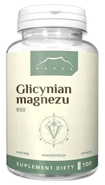 Nanga Glicynian magnezu 850 100 kapsułek zmęczenie ENERGIA mięśnie