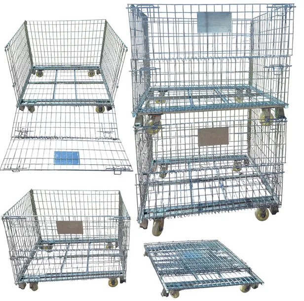 Kosz magazynowy pojemnik metalowy druciany składany ocynkowany 115x100x90cm