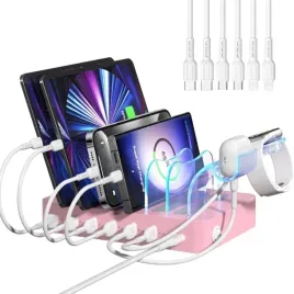 stacja-ladujaca-usb-50w-6-portowa-organizer-rozowa-soopii-cs61