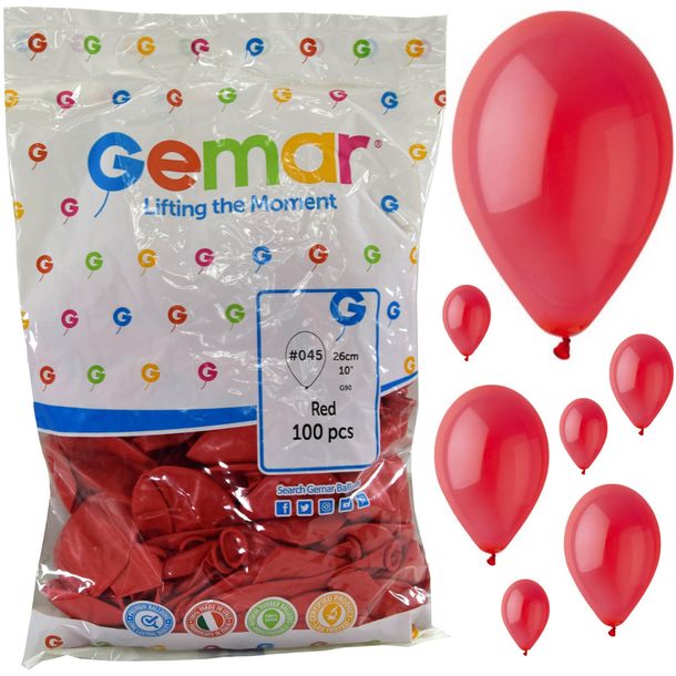 BALONY czerwone PASTELOWE baloniki na ROCZEK urodziny BALON GEMAR 100 szt