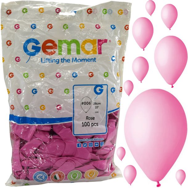 BALONY różowe PASTELOWE baloniki na ROCZEK urodziny BALON GEMAR 100 szt