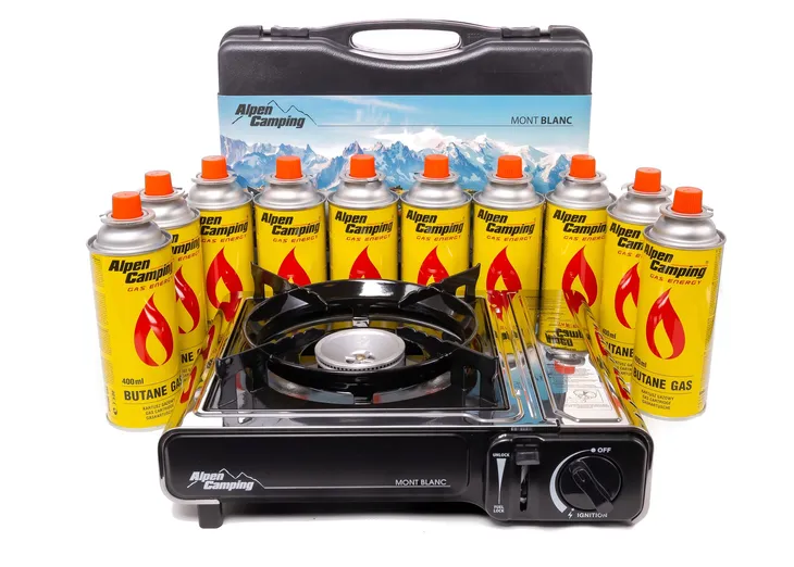 Kuchenka przenośna Alpen Camping Mont Blanc + 10 x Gaz