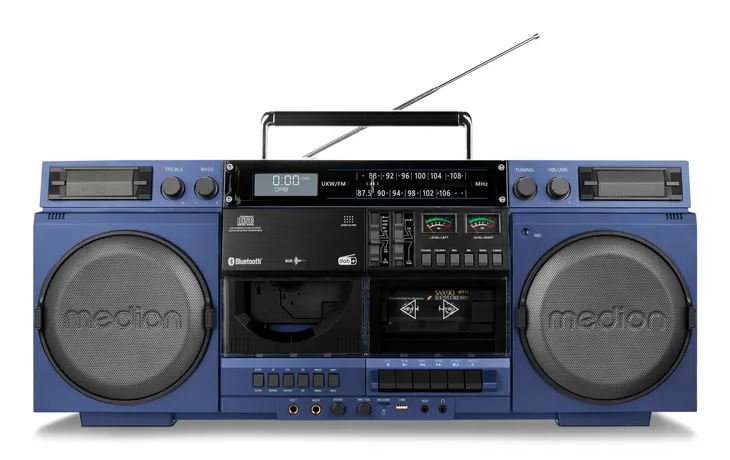 NOWOCZESNY RETRO BOOMBOX MD44538 RADIO DAB+ FM BLUETOOTH CD-MP3 USB 2x10W