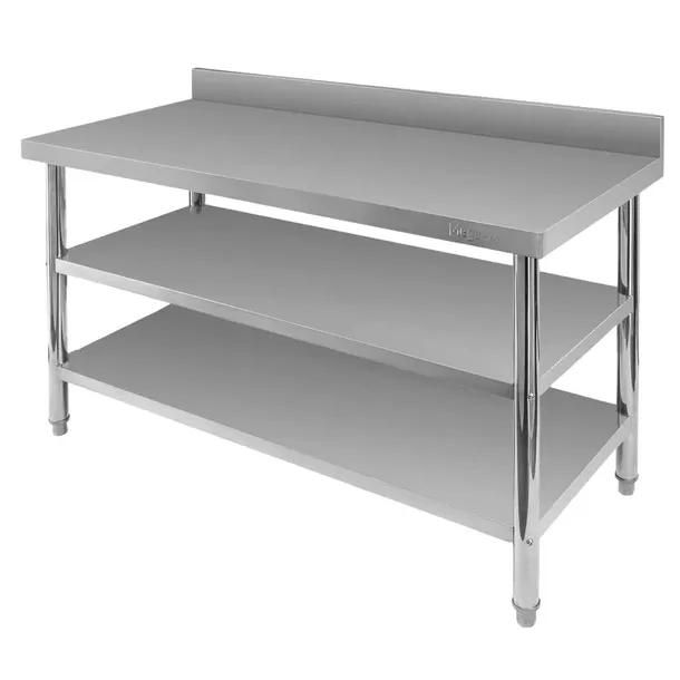 Stół Gastronomiczny Stal Nierdzewna 140x70cm Przyścienny 2 PÓŁKI X-STANDARD