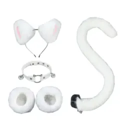 zestaw-cosplay-kocie-uszy-ogon-obroza-opaski-na-nadgarstki-bialy