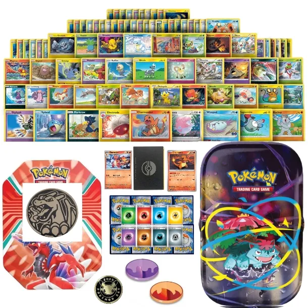 Oryginalne Karty Pokemon TCG–MEGA Zestaw 150 Kart -24 Holo +2x Puszka SAG