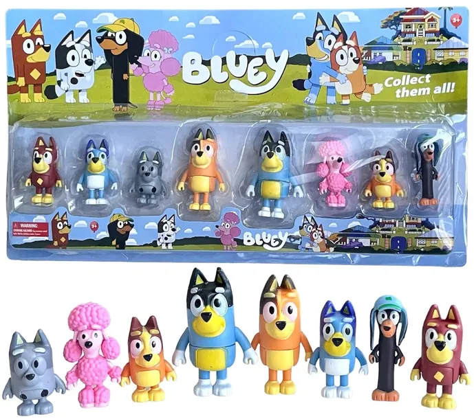 Zestaw figurek bluey bingo - 8 szt rodzinka blue