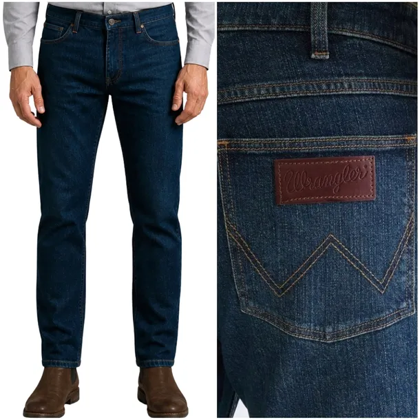 Wrangler GREENSBORO bawełniane proste spodnie jeansowe męskie W42 L32