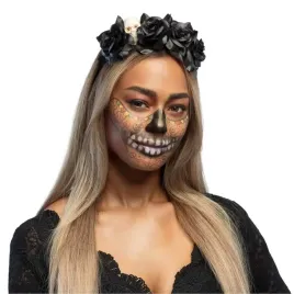 opaska-party-dia-de-los-muertos-czarne-kwiaty-czarny-boland