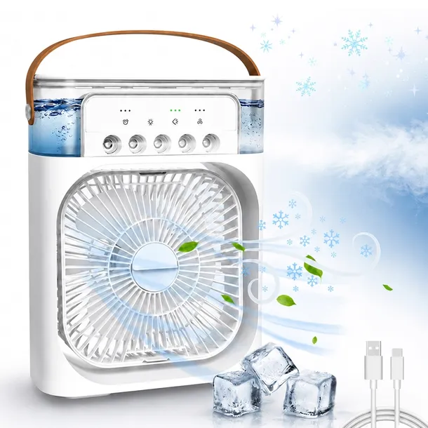 Przenośny KLIMATYZATOR Biurkowy WODNY NAWILŻACZ POWIETRZA Aromaterapia LED