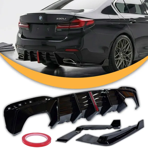Dyfuzor BMW G30 G31 Dokładka Tylnego Zderzaka Czarny Połysk M Pakiet MP