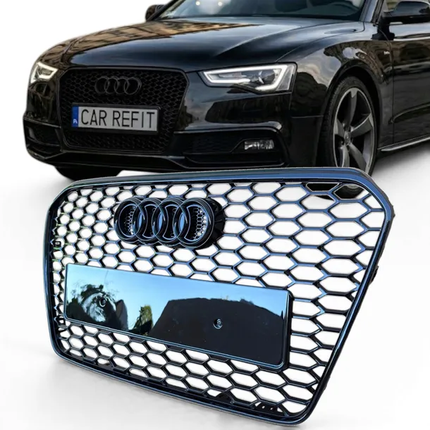 Audi A5 8T 2013 -2016 Grill Plaster Miodu Czarny Połysk RS Atrapa Zderzaka