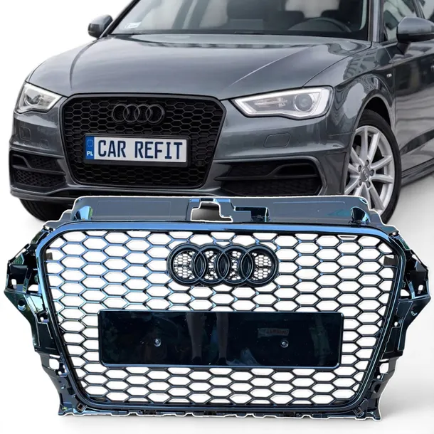 Grill Audi A3 8V 2012-2016 Plaster Miodu Czarny Połysk RS Atrapa Zderzaka