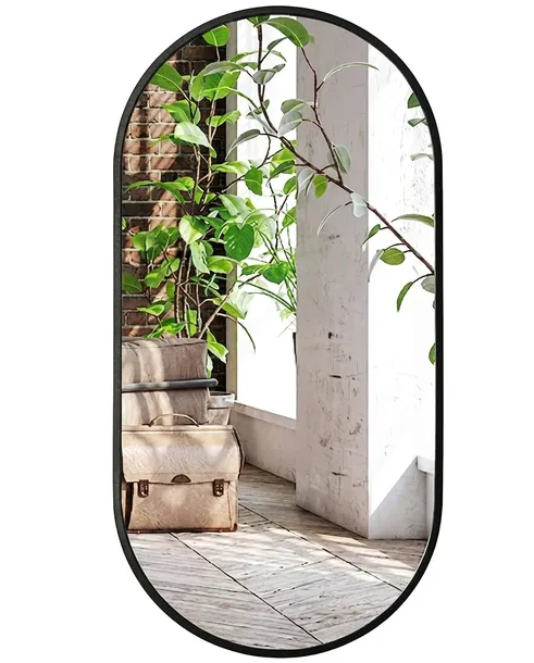 DUŻE LUSTRO OWALNE W METALOWEJ RAMIE 80 x 40 CM SALON PRZEDPOKÓJ ŁAZIENKA