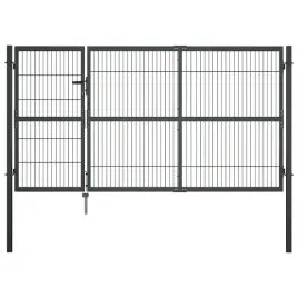 bramka-ogrodowa-stalowa-antracytowa-350-x-190-cm-z-zamkiem-i-slupkami