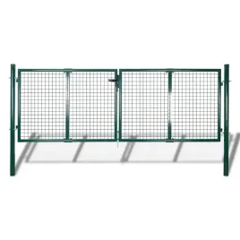 ciemnozielona-brama-ogrodzeniowa-stalowa-306-x-150-cm-z-akcesoriami