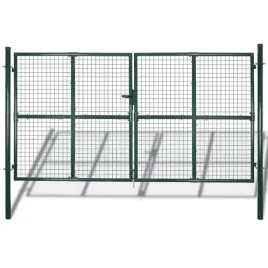 furtka-ogrodzeniowa-stalowa-ciemnozielona-306-x-200-cm-z-zamkiem-3-klucze