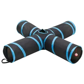 tunel-dla-kota-czteroramienny-czarno-niebieski-132-cm