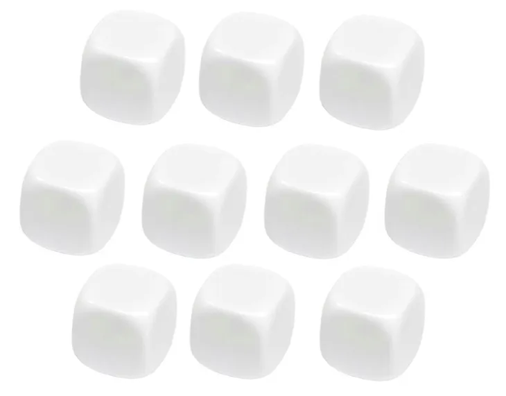 Kostki do gry BIAŁE blank K6 16mm kości 10 szt.