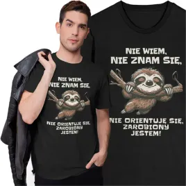 koszulka-meska-z-leniwcem-nie-wiem-nie-znam-sie-zarobiony-jestem-mis