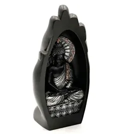 figurka-budda-srebrno-czarny-20cm