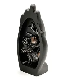 figurka-srebrno-czarny-lotos-20cm