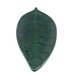 talerz-ozdobny-ceramiczny-lisc-zielony-maly