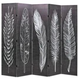 skladany-parawan-200-x-170-cm-motyw-pior-czarno-bialy