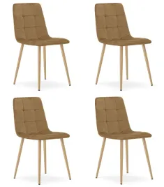 krzeslo-kara-brazowy-aksamit-nogi-kolor-drewna-x-4